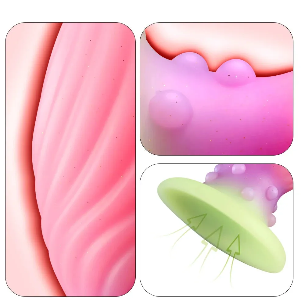 Luminous Anal Dilator Butt Plug - Pink Anal Dildo Knotted Silicone Female Sex Toys
