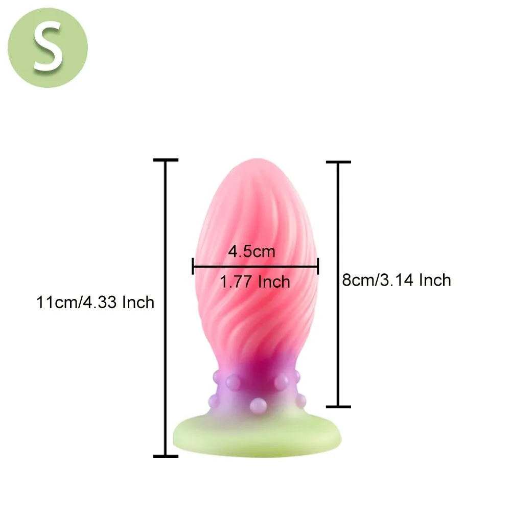 Luminous Anal Dilator Butt Plug - Pink Anal Dildo Knotted Silicone Female Sex Toys