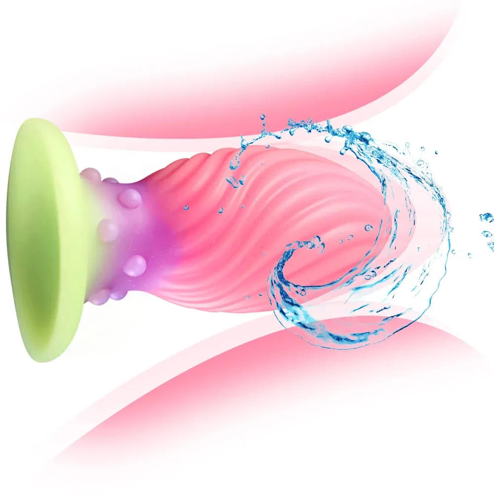 Luminous Anal Dilator Butt Plug - Pink Anal Dildo Knotted Silicone Female Sex Toys