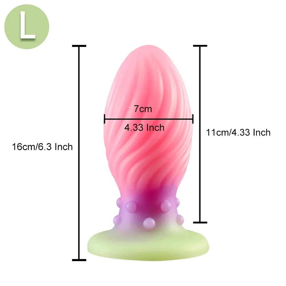 Luminous Anal Dilator Butt Plug - Pink Anal Dildo Knotted Silicone Female Sex Toys