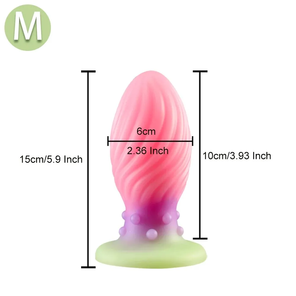Luminous Anal Dilator Butt Plug - Pink Anal Dildo Knotted Silicone Female Sex Toys