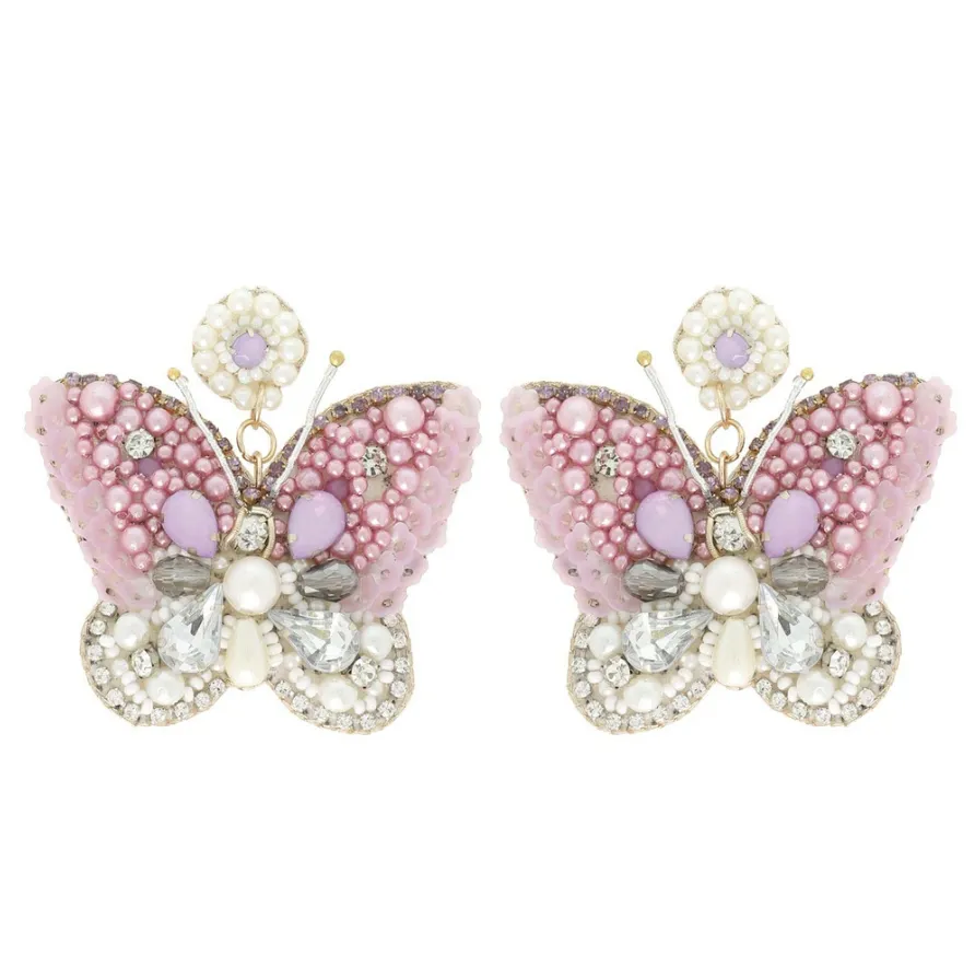 Luminous Butterfly Statement Earrings - Pink