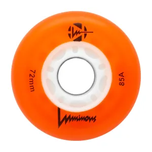Luminous LED Inline Skate Wheels 72mm/85A -  Orange - SOLD BY THE SINGLE WHEEL