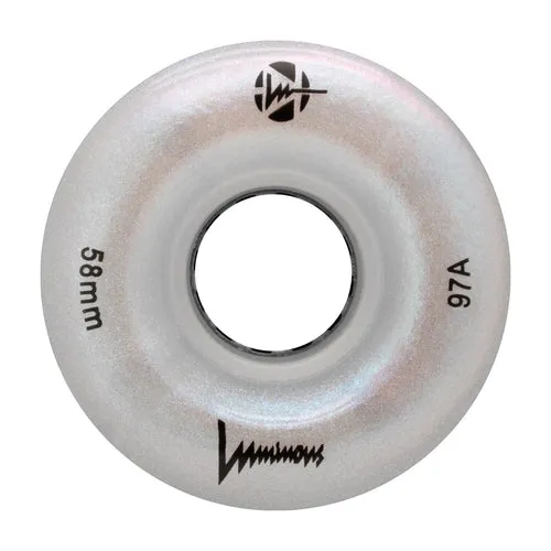 LUMINOUS LED QUAD Skate Wheels 58mm 97a - White Pearl - Set of 4