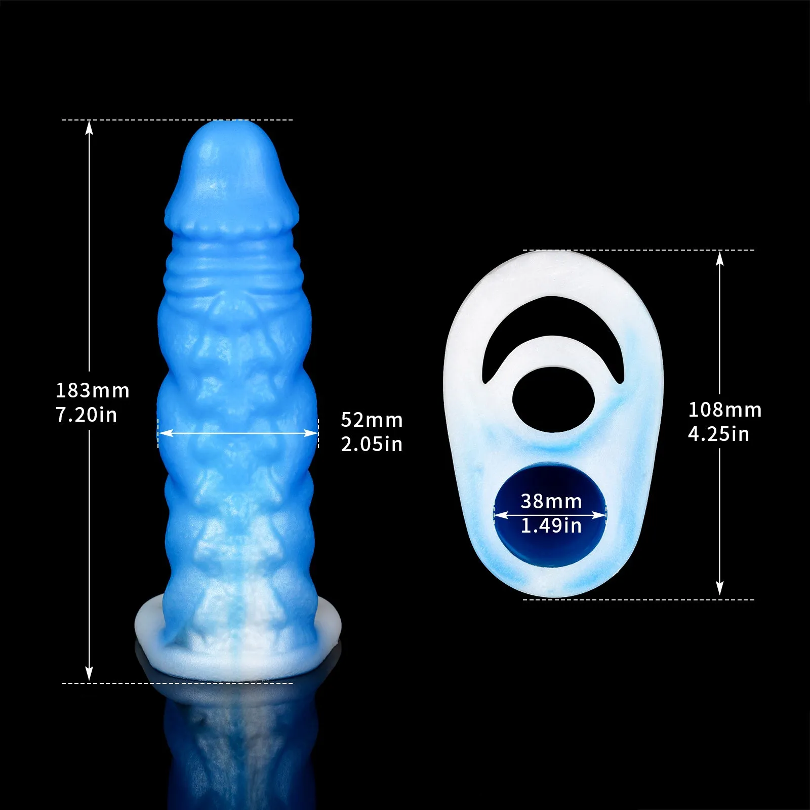Luminous Monsterdildo Penis Sleeve Extender - Premium Silicone Cock Ring Expansion Male Sex Toy
