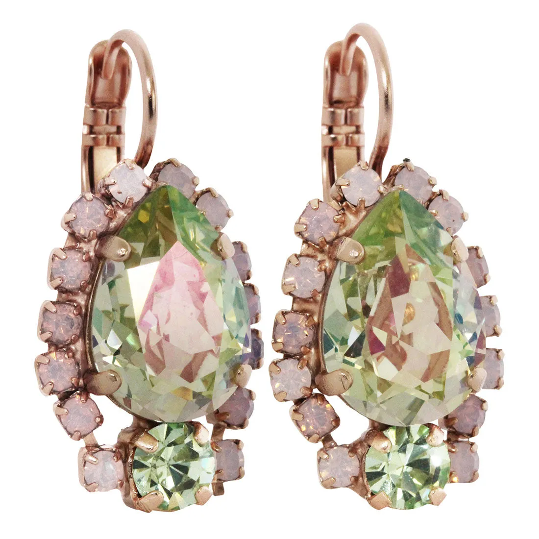 Mariana "Pina Colada" Rose Gold Plated Teardrop Pear Crystal Earrings, 1259/1 1063mr