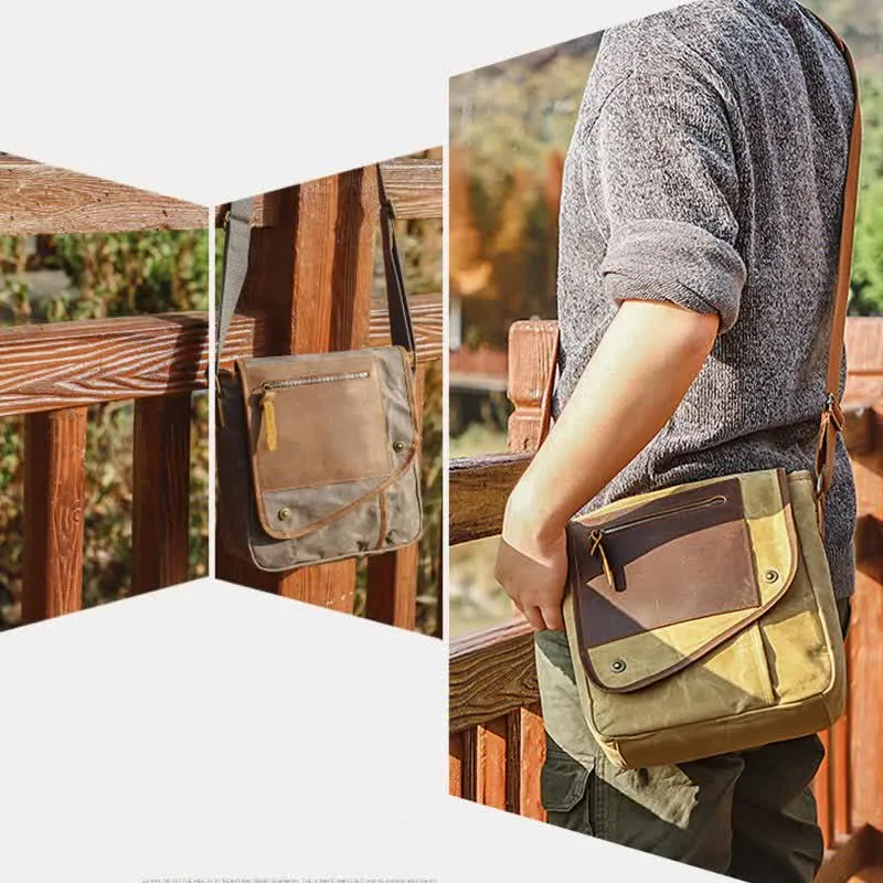 Men Messenger Bags Canvas Crossbody Shoulder Bag Travel Work Purse