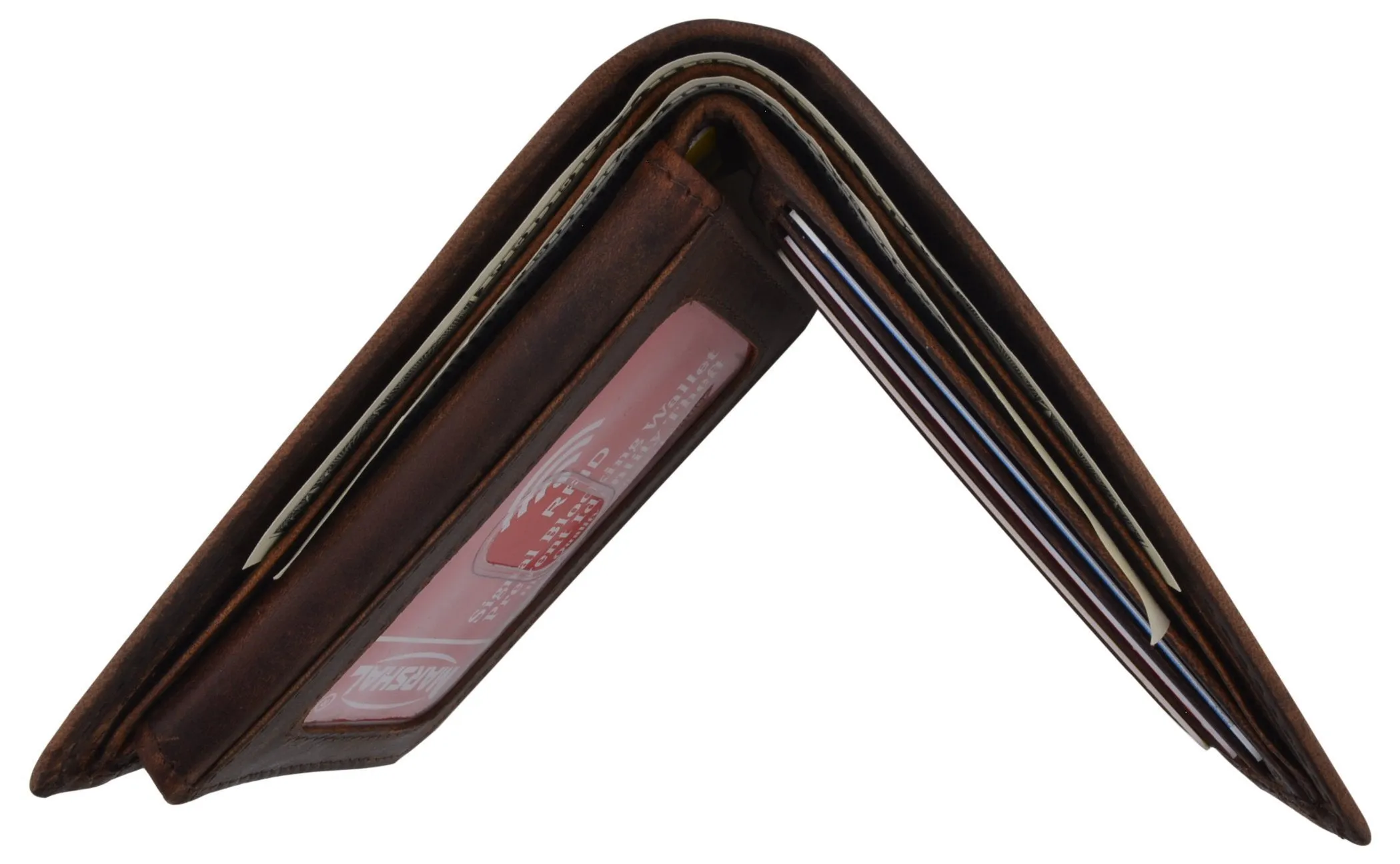 Men's Motorcycle Biker Logo RFID Blocking Genuine Leather Bifold Wallet