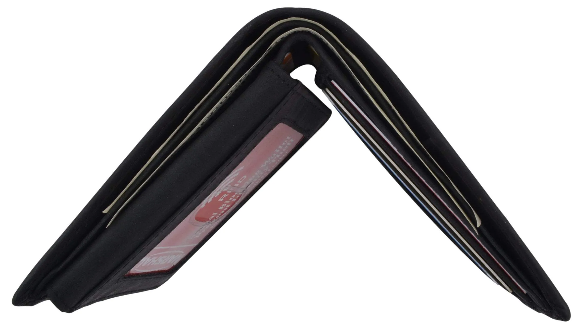 Men's Motorcycle Biker Logo RFID Blocking Genuine Leather Bifold Wallet