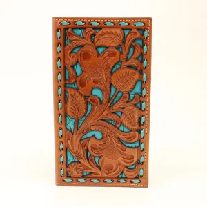 MENS NOCONA RODEO WALLET W/ TURQUOISE UNDERLAY