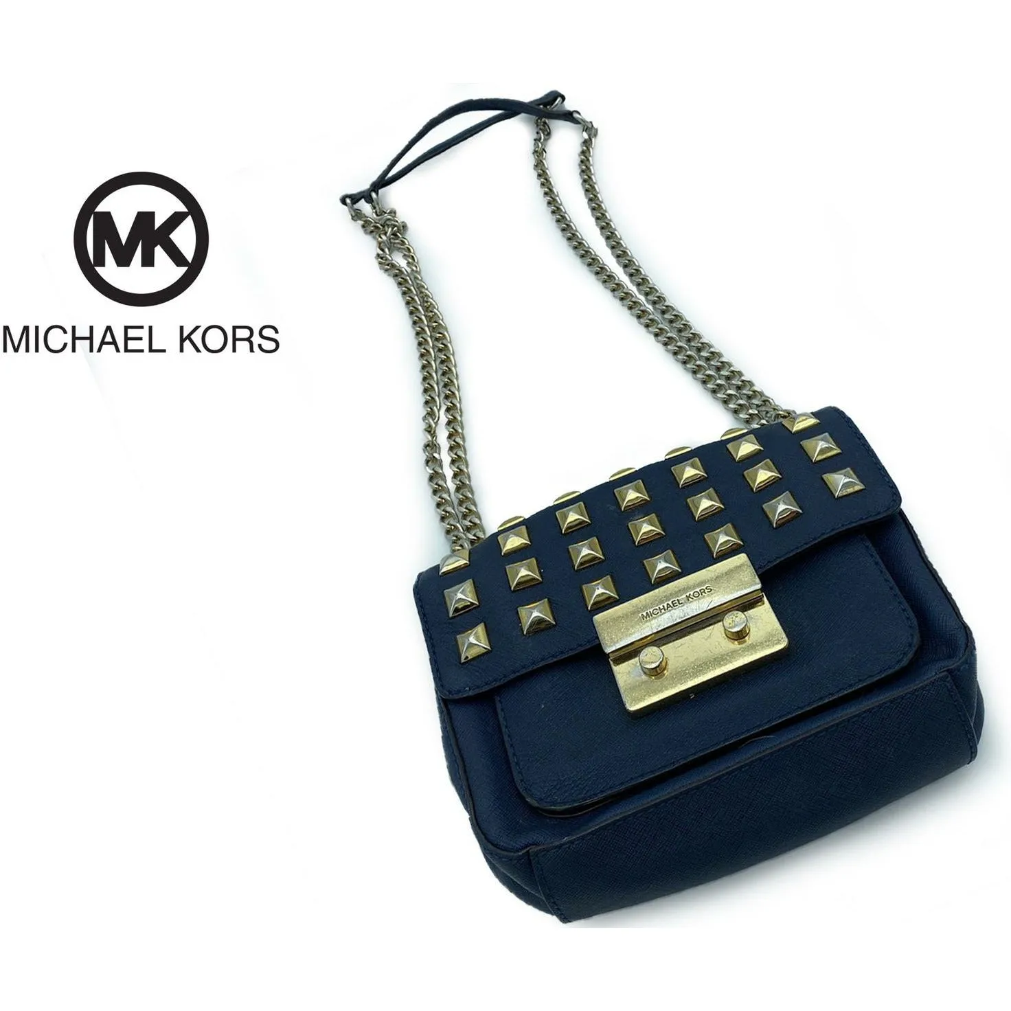 Michael Kors Blue Small Sloan studded Crossbody Shoulder Bag