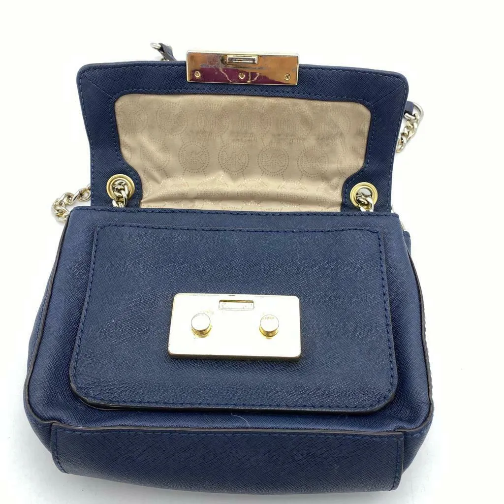 Michael Kors Blue Small Sloan studded Crossbody Shoulder Bag