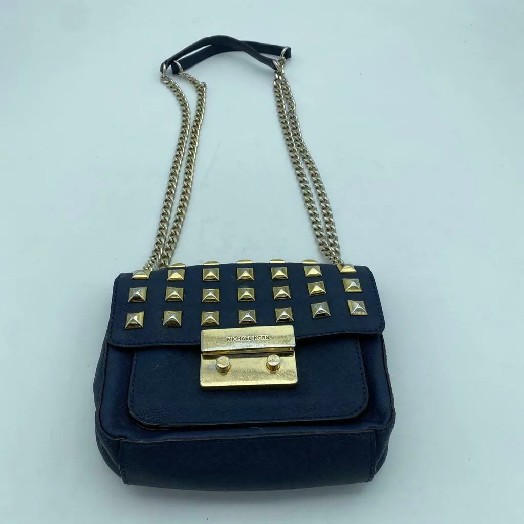 Michael Kors Blue Small Sloan studded Crossbody Shoulder Bag