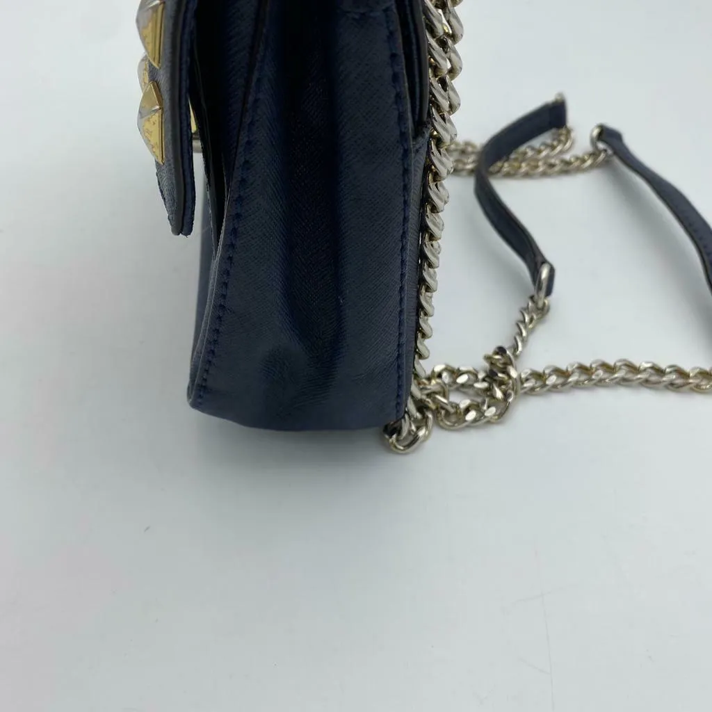 Michael Kors Blue Small Sloan studded Crossbody Shoulder Bag
