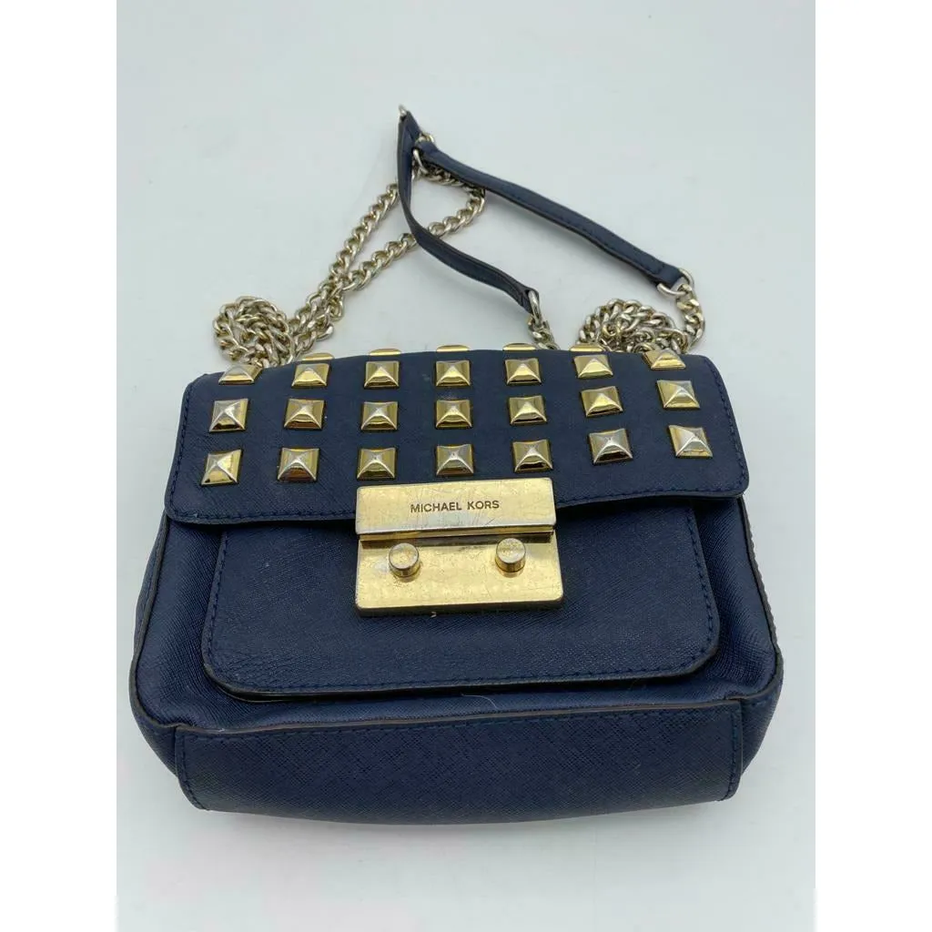 Michael Kors Blue Small Sloan studded Crossbody Shoulder Bag
