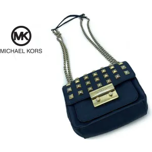 Michael Kors Blue Small Sloan studded Crossbody Shoulder Bag