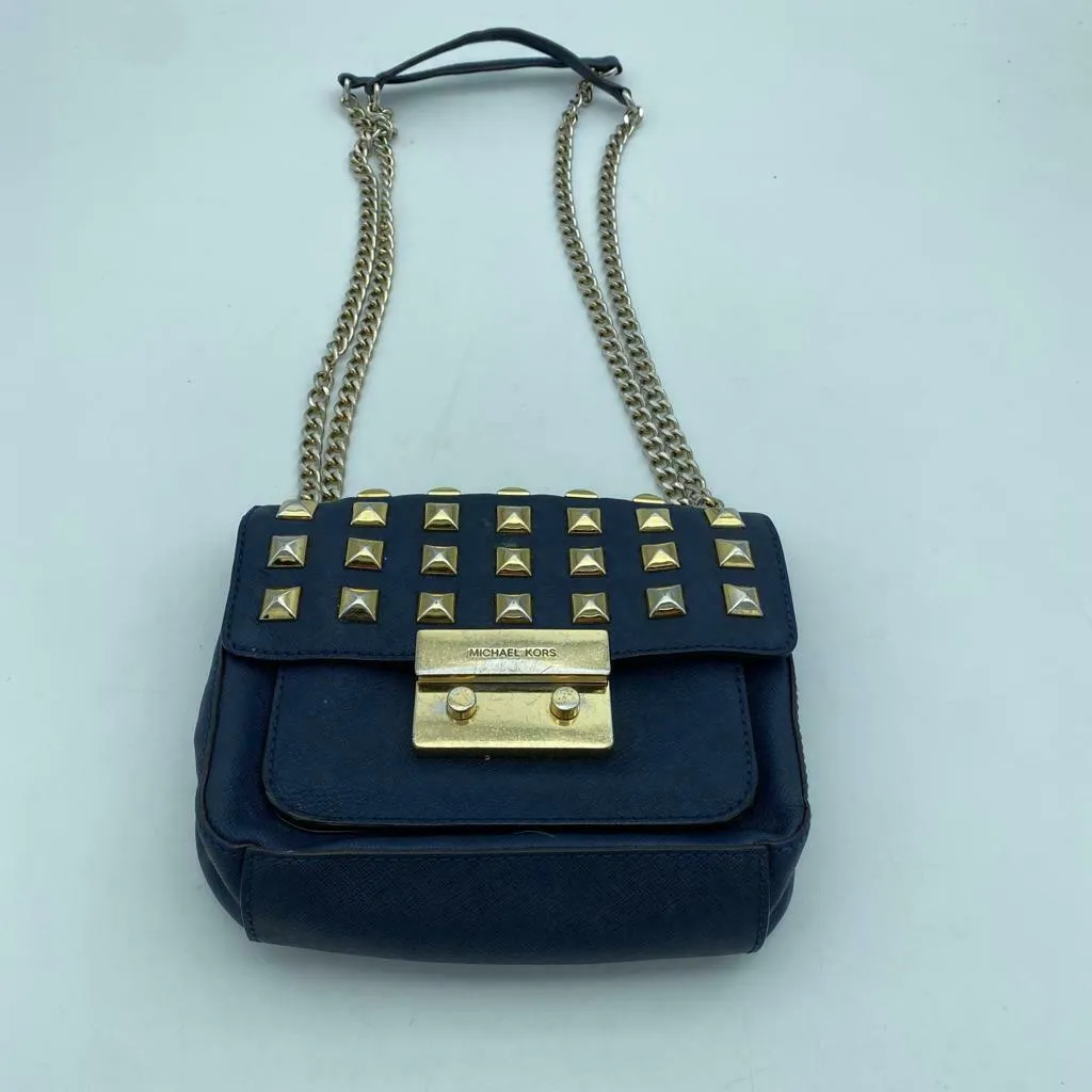 Michael Kors Blue Small Sloan studded Crossbody Shoulder Bag