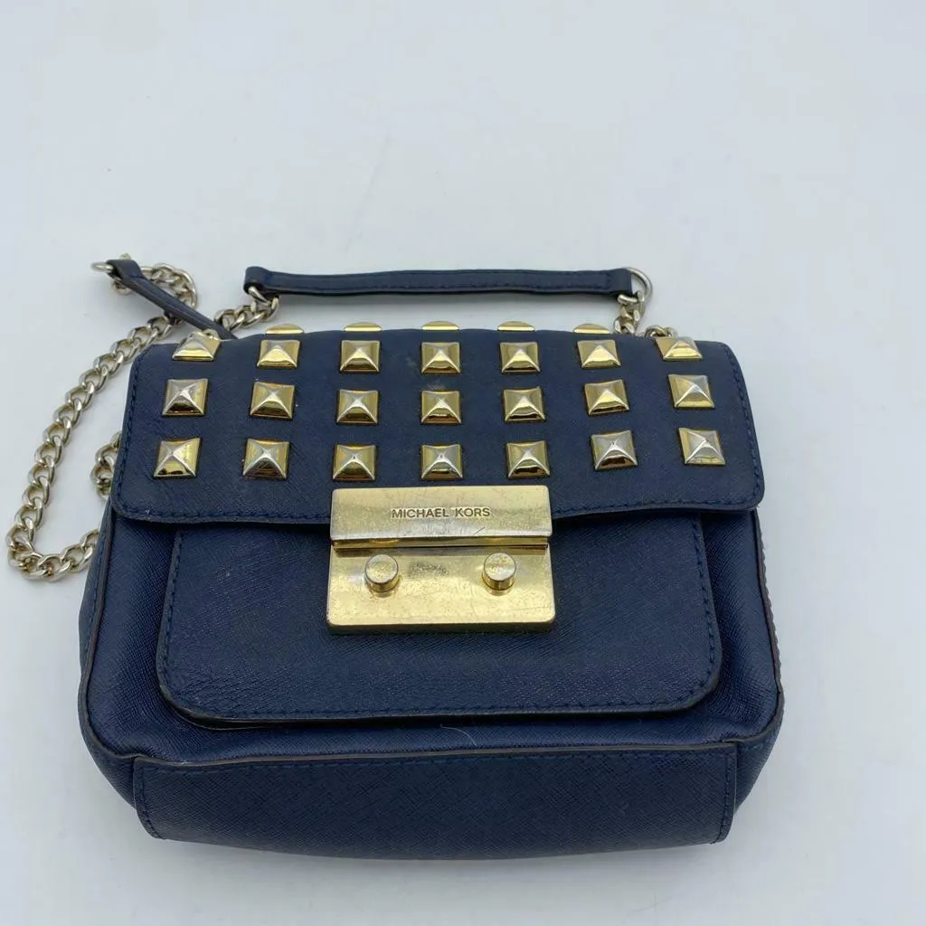 Michael Kors Blue Small Sloan studded Crossbody Shoulder Bag