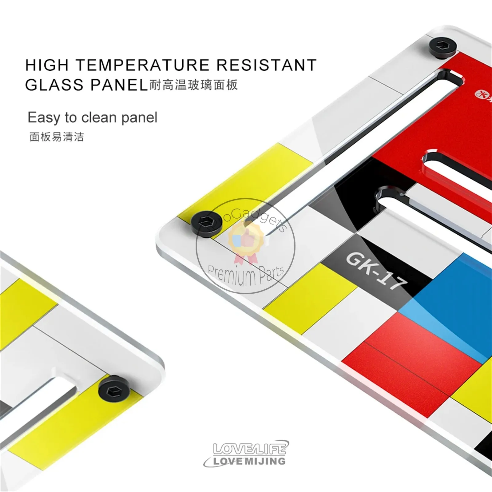 Mijing GK17 Universal Toughened Insulated Glass Motherboard Repair Fixture for Mobile Phones Mainboard PCB Soldering Repair Tool