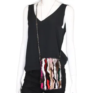 Mink Fur Multicolor Crossbody Purse