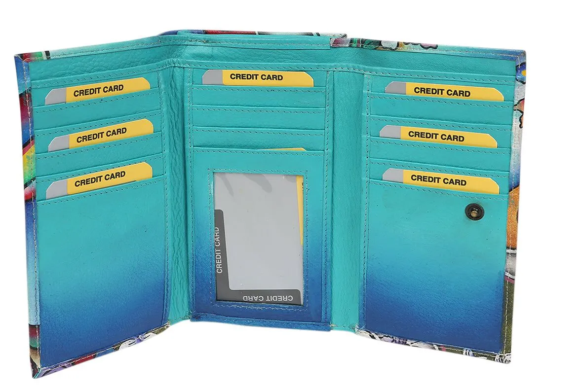 Modapelle - Ladies Hand-Painted RFID Leather Wallet