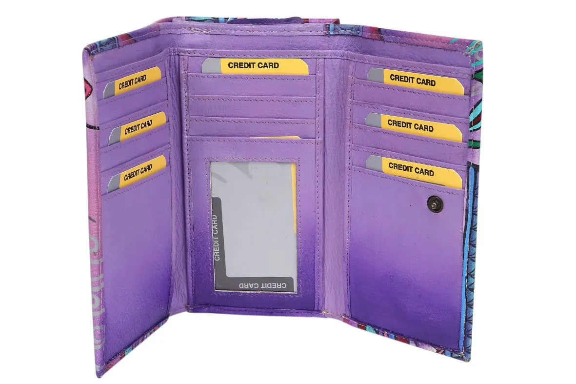 Modapelle - Ladies Hand-Painted RFID Leather Wallet