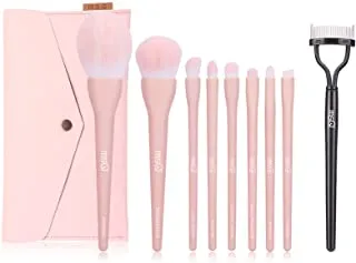 MSQ Make Up Brushes 8Pcs Makeup Brush Set Foundation Brush Blending Brush with Bag and 1PCS Eyelash Comb Curler Eyelash Separator Mascara Applicator