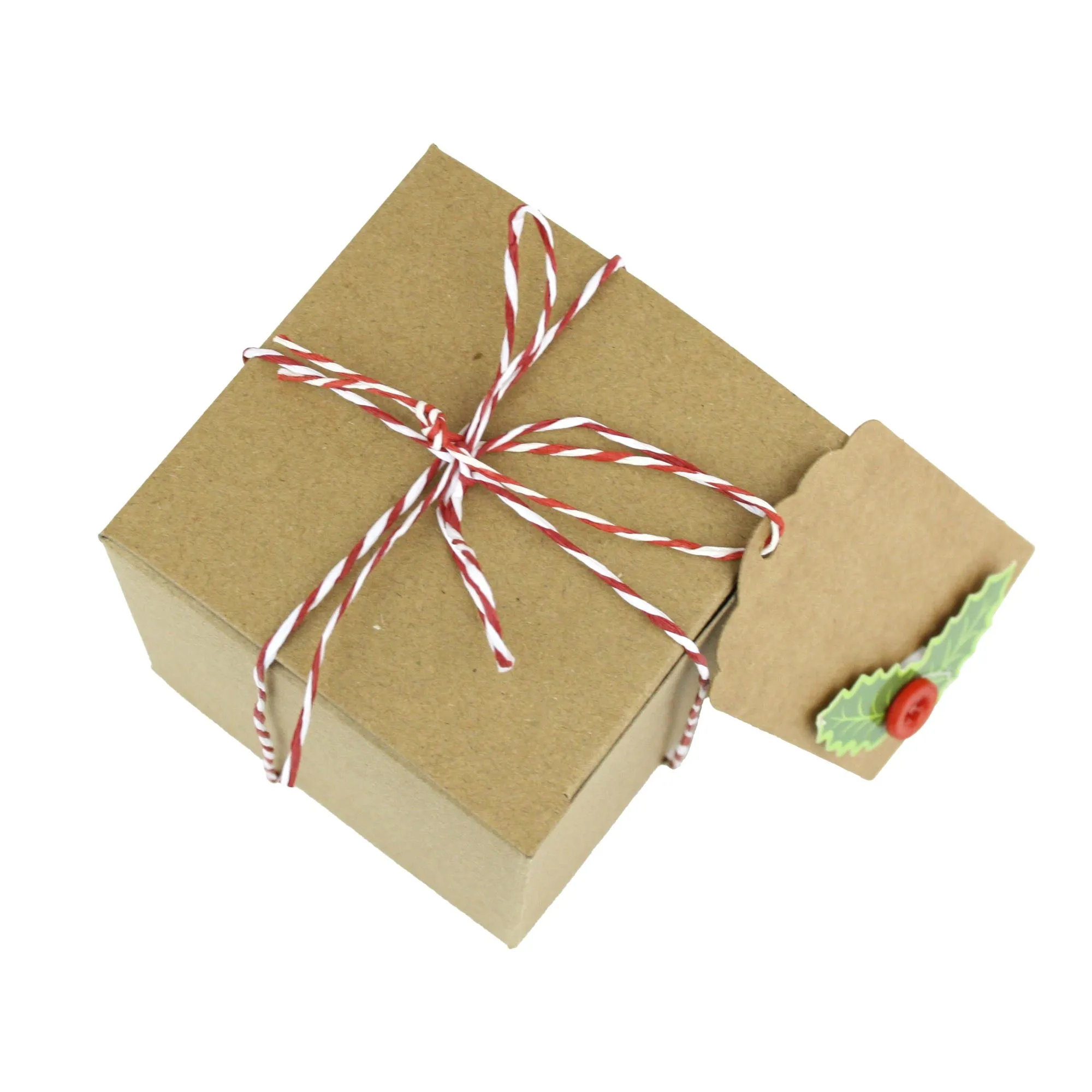Natural Brown Kraft Gift Boxes with String and Tag Pack of 12
