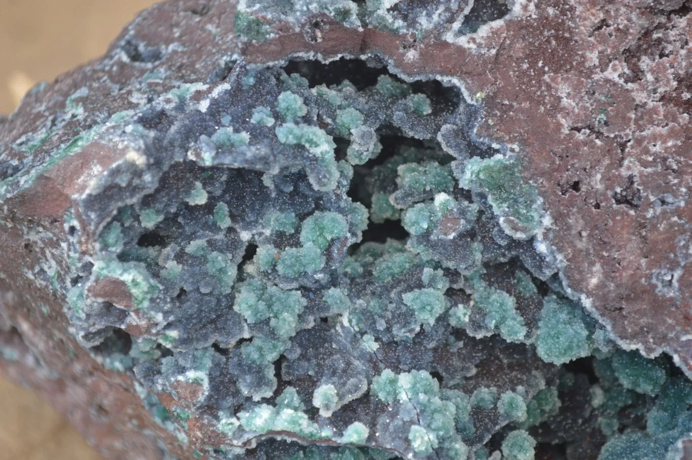 Natural Drusy Coated Ball Malachite On Dolomite Specimen x 1 From Likasi, Congo