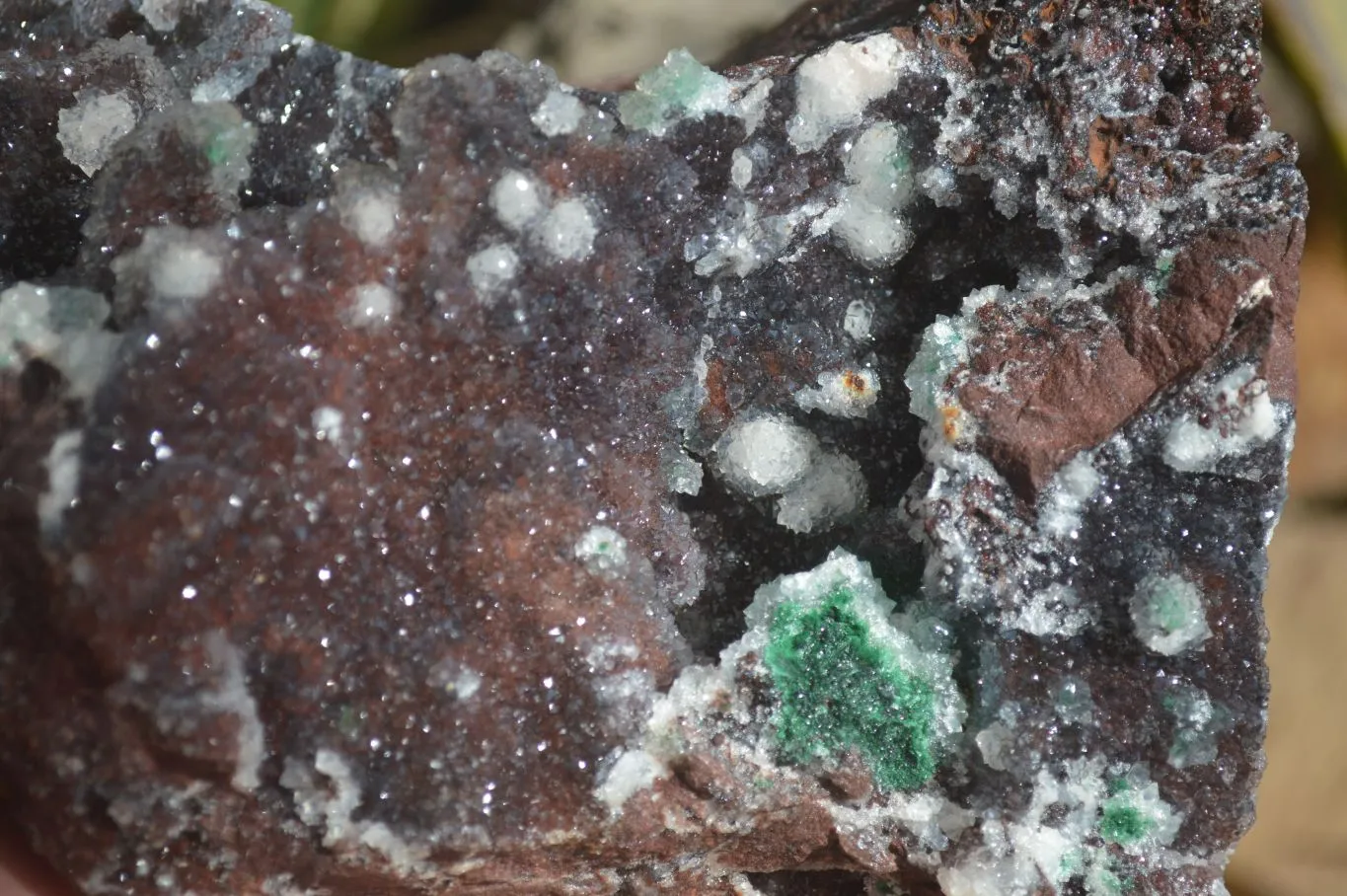 Natural Drusy Quartz Coated Ball Malachite On Red Copper Dolomite x 1 From Likasi, Congo