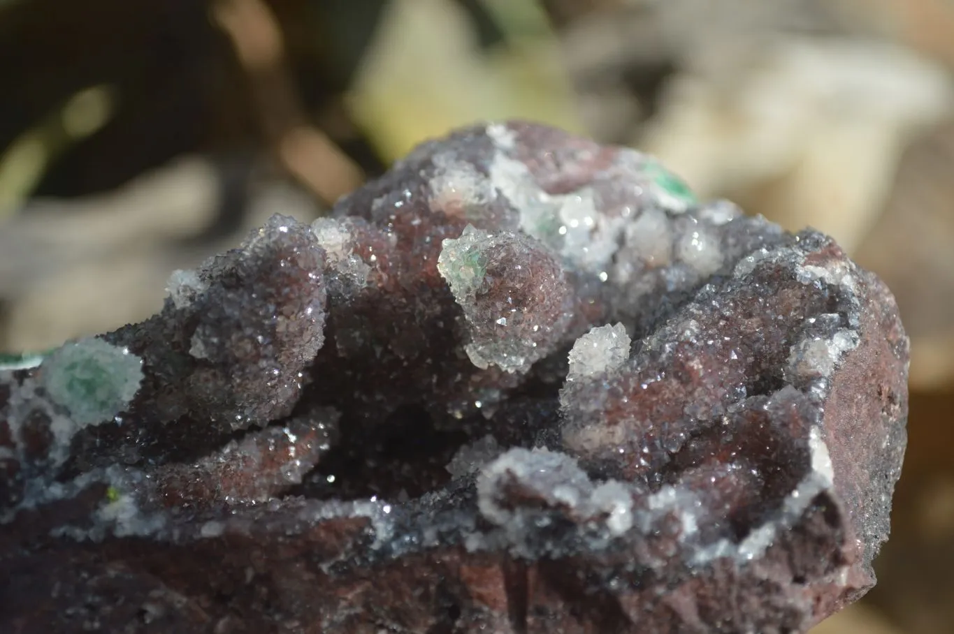 Natural Drusy Quartz Coated Ball Malachite On Red Copper Dolomite x 1 From Likasi, Congo