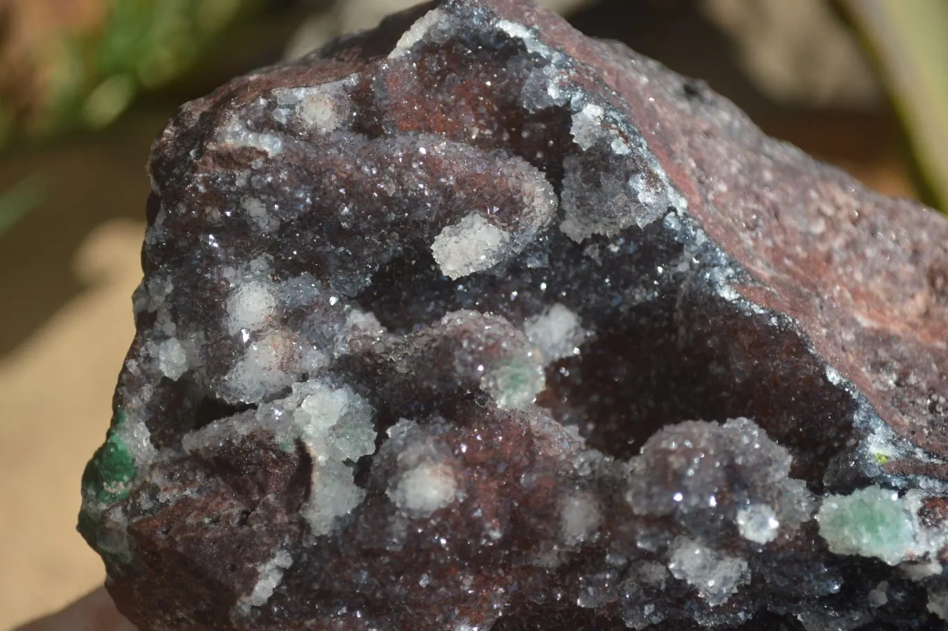 Natural Drusy Quartz Coated Ball Malachite On Red Copper Dolomite x 1 From Likasi, Congo