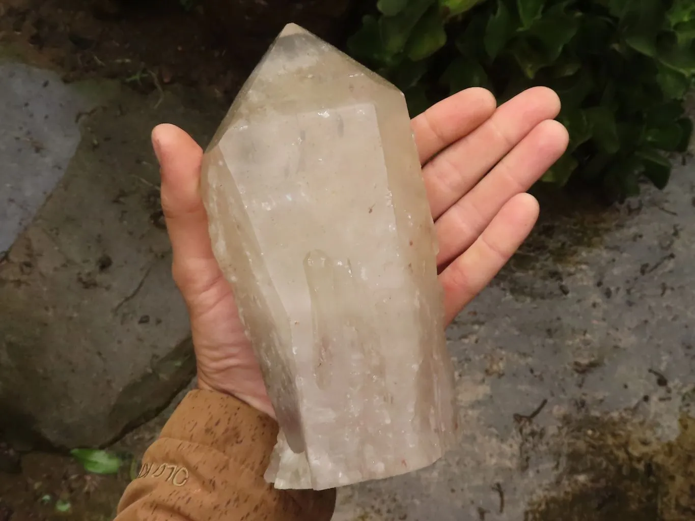Natural Large Semi Polished Quartz Crystal (Cut To Stand) x 1 From Angola