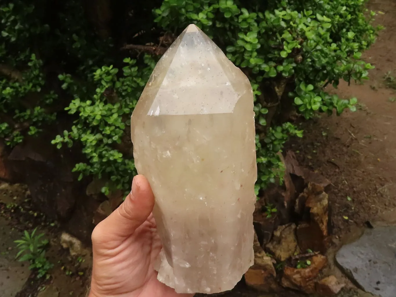 Natural Large Semi Polished Quartz Crystal (Cut To Stand) x 1 From Angola