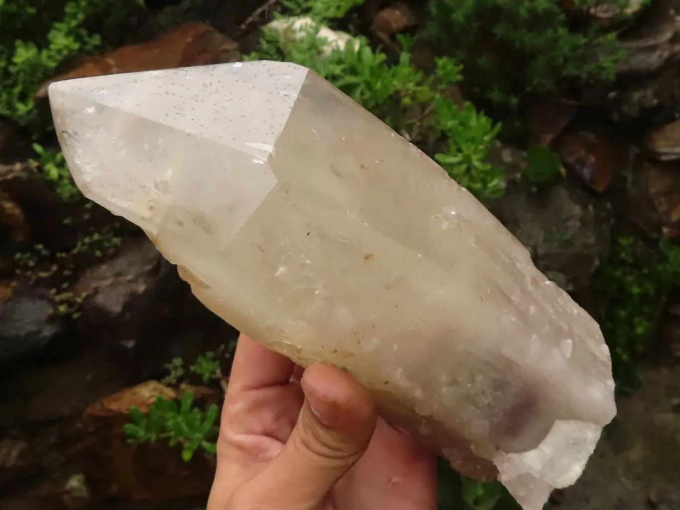 Natural Large Semi Polished Quartz Crystal (Cut To Stand) x 1 From Angola