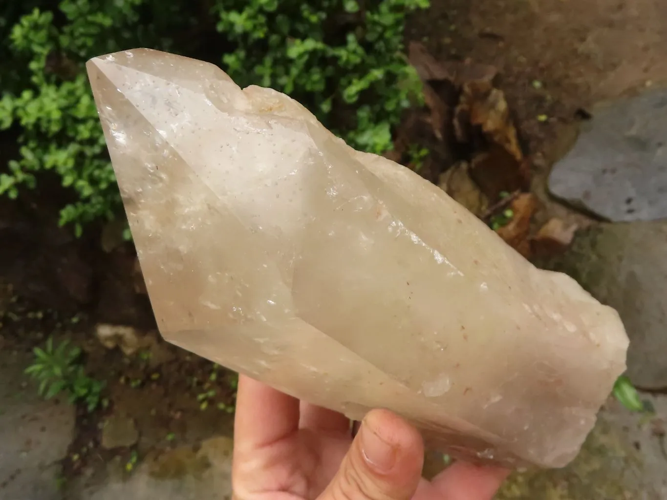 Natural Large Semi Polished Quartz Crystal (Cut To Stand) x 1 From Angola
