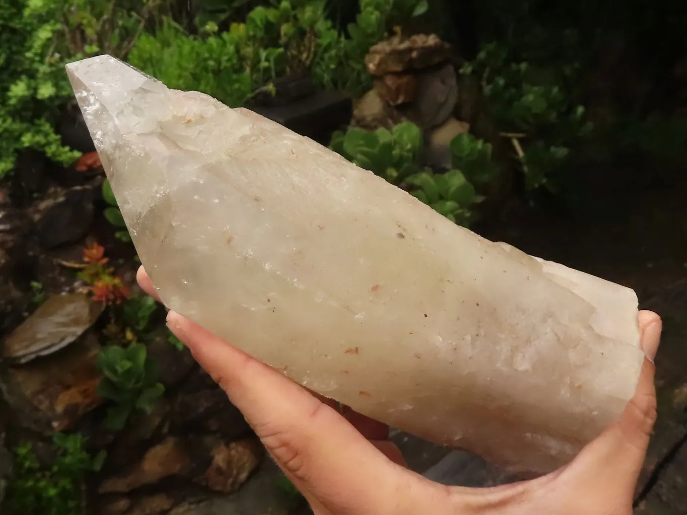 Natural Large Semi Polished Quartz Crystal (Cut To Stand) x 1 From Angola