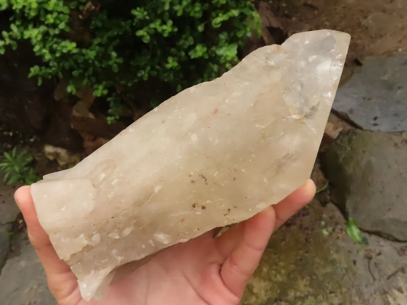 Natural Large Semi Polished Quartz Crystal (Cut To Stand) x 1 From Angola