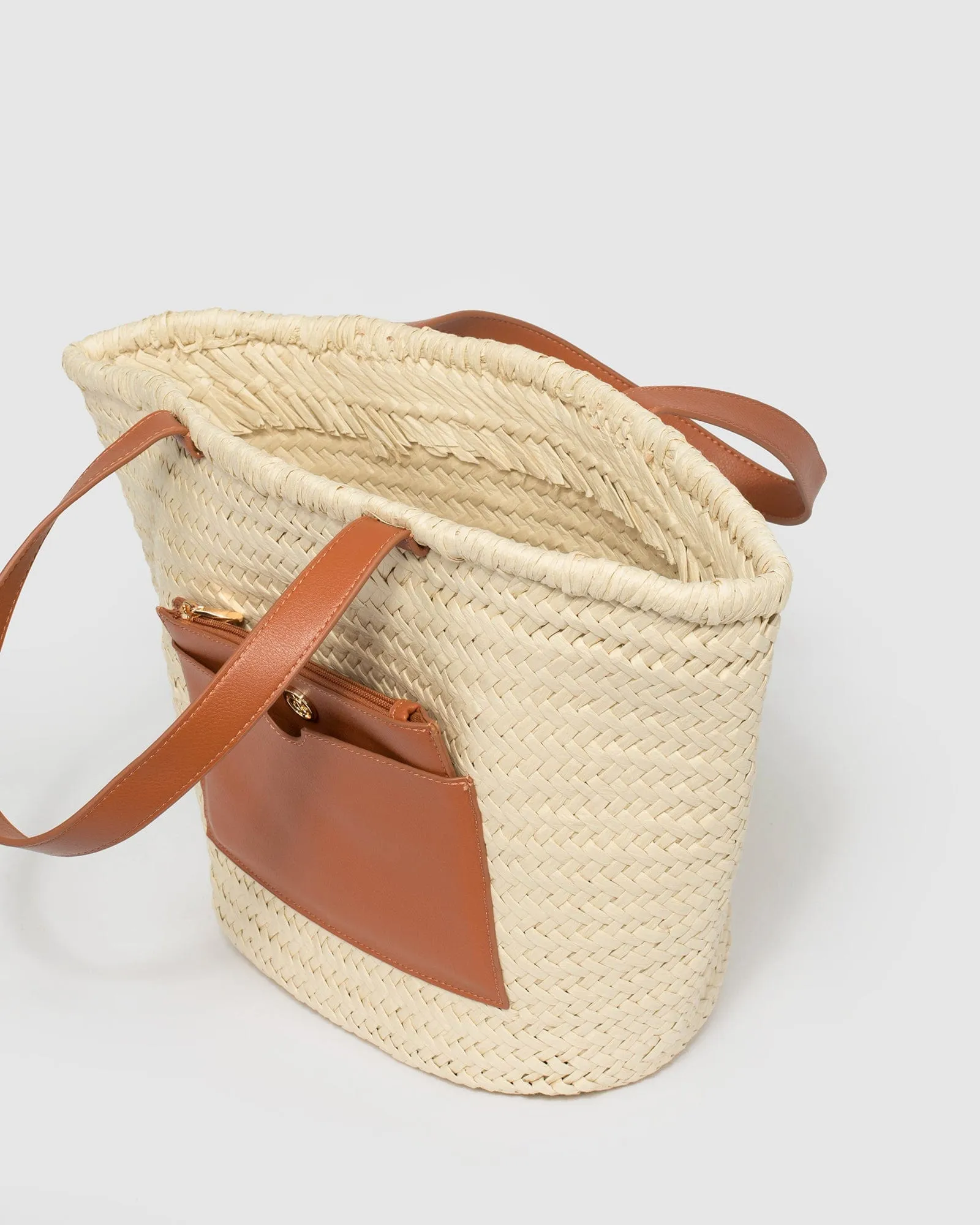 Natural Luisa Pocket Tote Bag