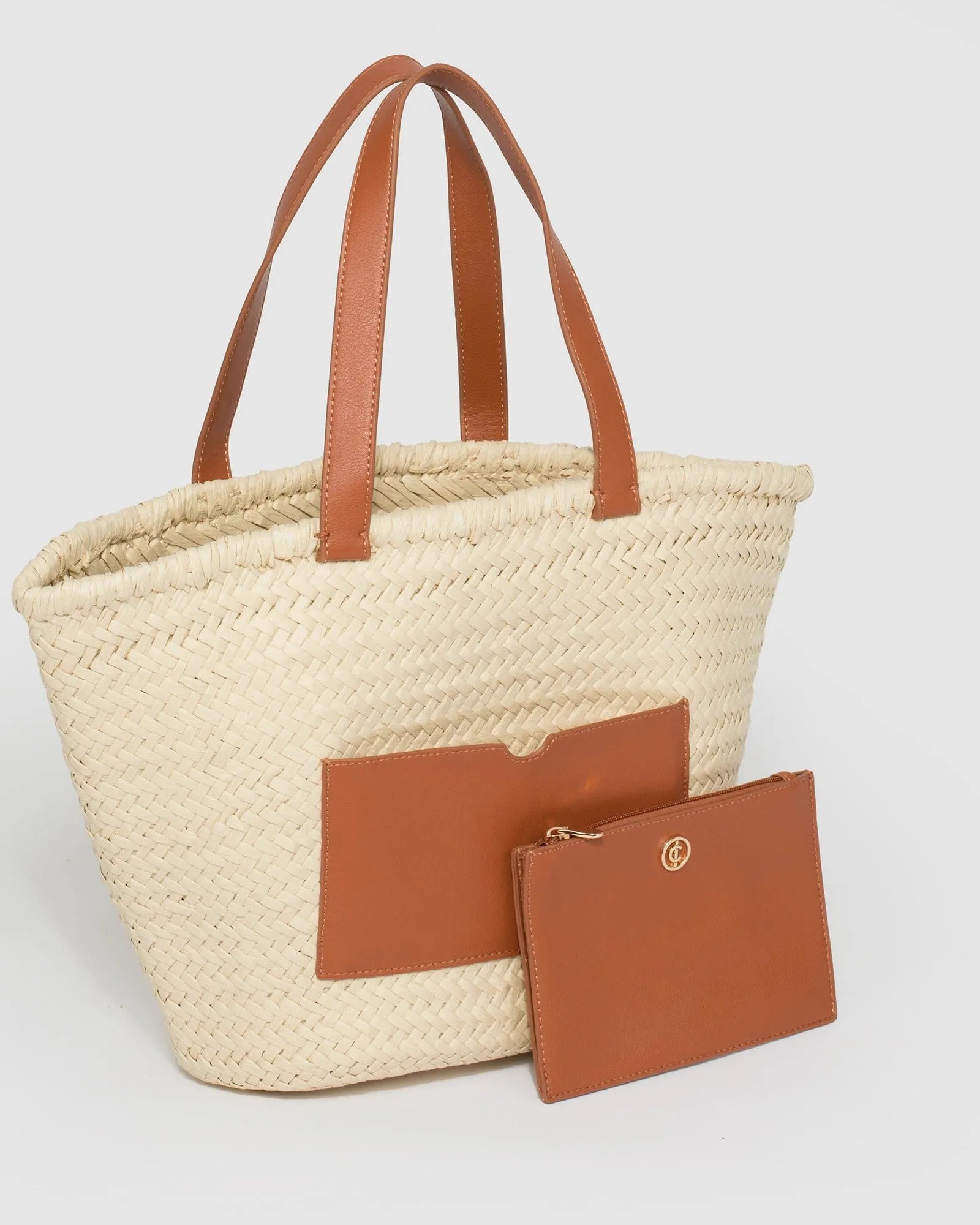 Natural Luisa Pocket Tote Bag
