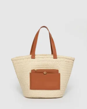 Natural Luisa Pocket Tote Bag