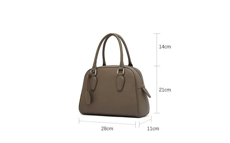 New Head Leather Large Capacity Hand Pillow Bag 2830 coffee