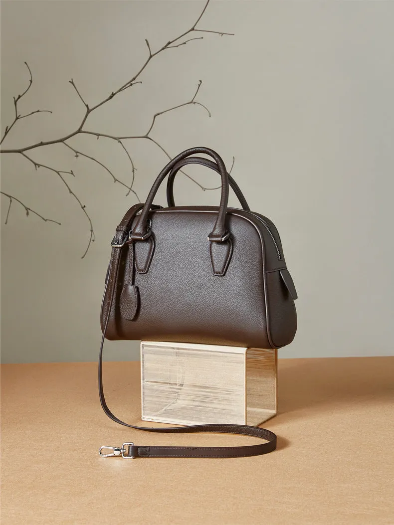 New Head Leather Large Capacity Hand Pillow Bag 2830 coffee