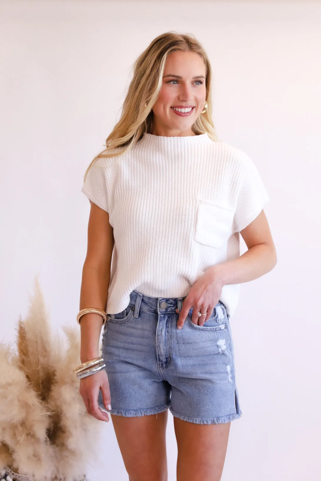 NEW!! The Jules Mock Neck Sweater in Cream