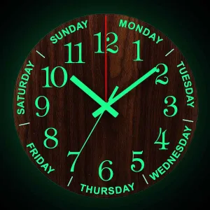 Nordic Luminous Wood Silent Wall Clock