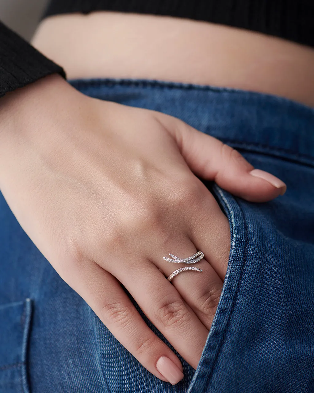 Open Swirl Diamond Band