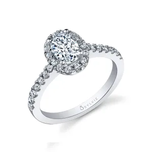 Oval Cut Classic Halo Engagement Ring - Chantelle 14k Gold White