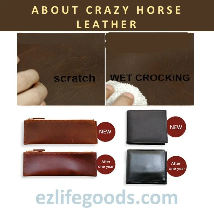 Passport Wallet, Crazy Horse Leather Travel Wallet for Men with Cardholders