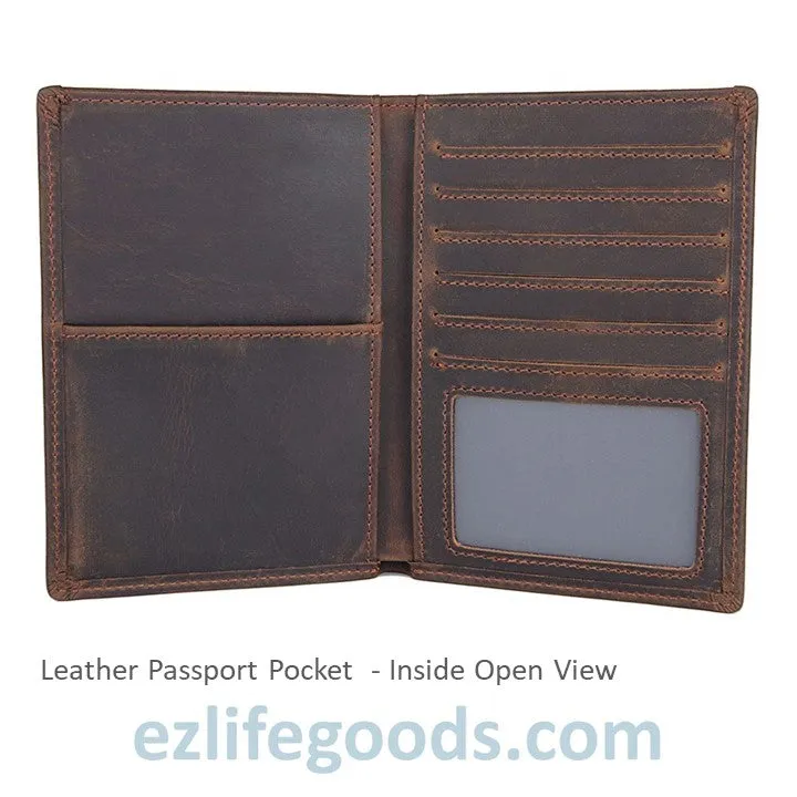 Passport Wallet, Crazy Horse Leather Travel Wallet for Men with Cardholders