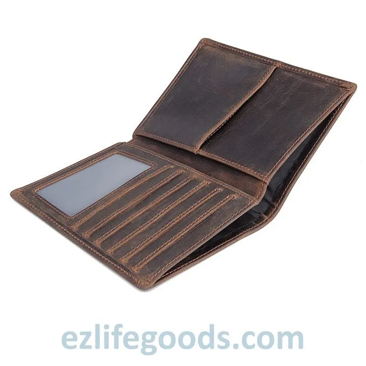 Passport Wallet, Crazy Horse Leather Travel Wallet for Men with Cardholders